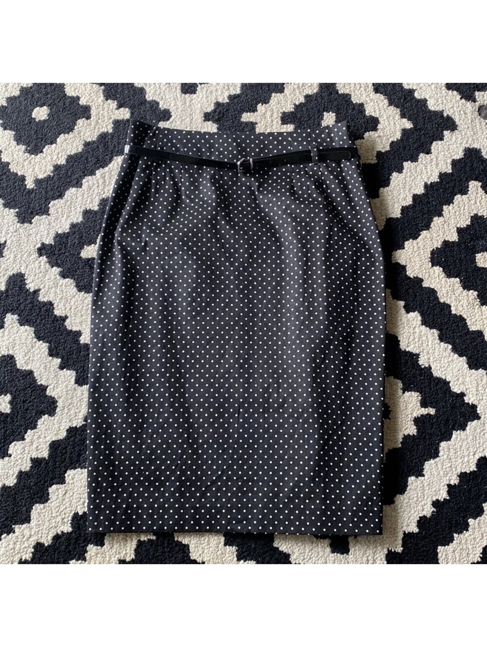 Amanda + Chelsea Black Polka Dot Pencil Skirt Size 6p Contemporary Fit